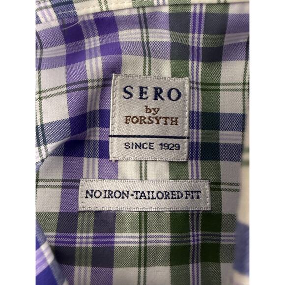 SERO by Forsyth Non-Iron Tailored Fit Long Sleeve Purple Plaid Shirt Men's Small - Picture 5 of 6